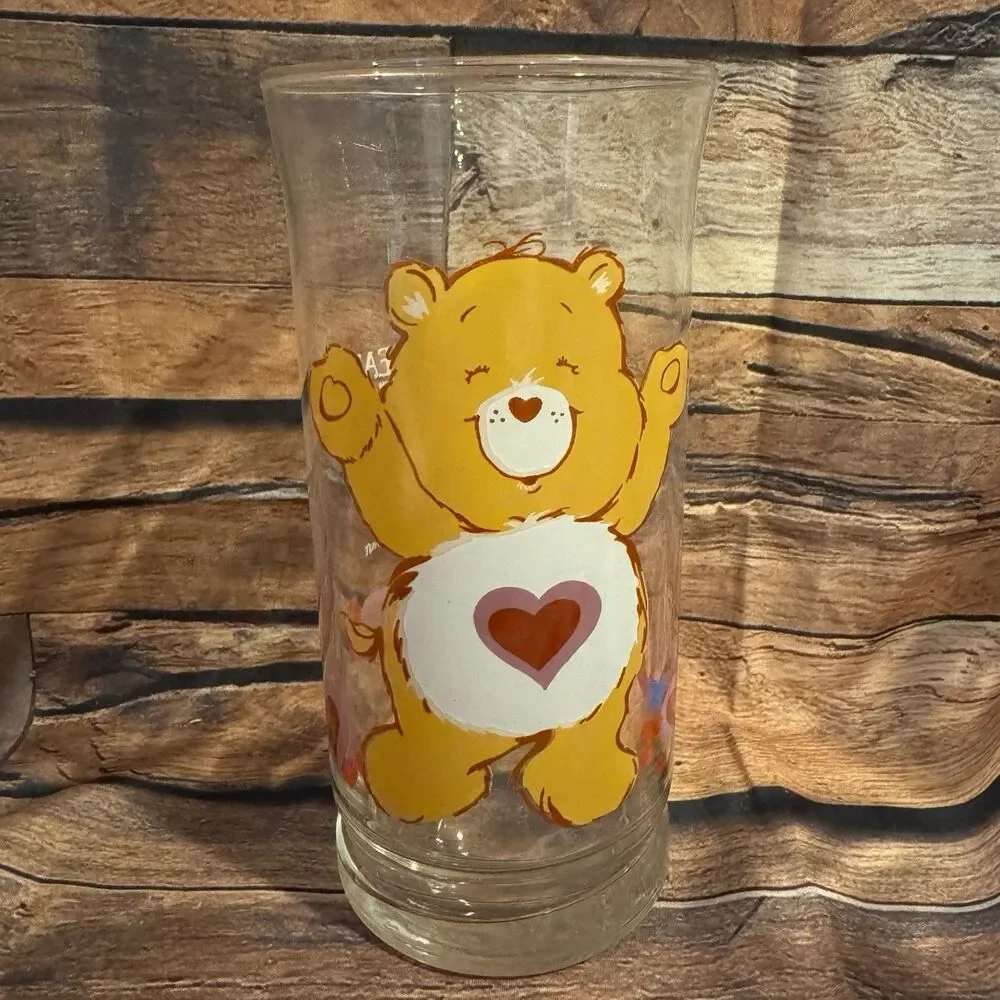 Vintage 1983 Care Bears Tenderheart Bear Pizza Hut Collector Series Glass Tumble